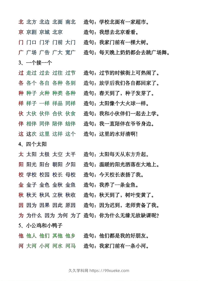 图片[3]-一年级下册生字组词造句-久久学科网