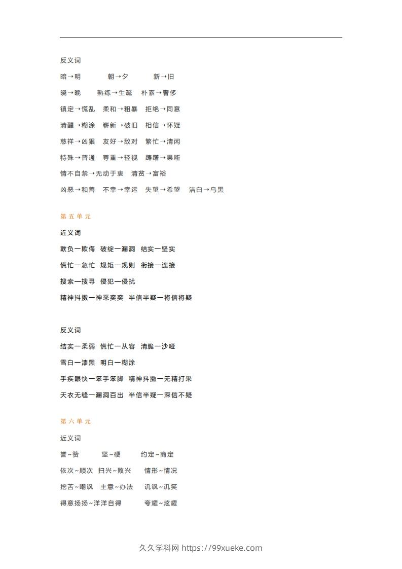 图片[3]-五年级语文下册近义词反义词汇总（部编版）-久久学科网