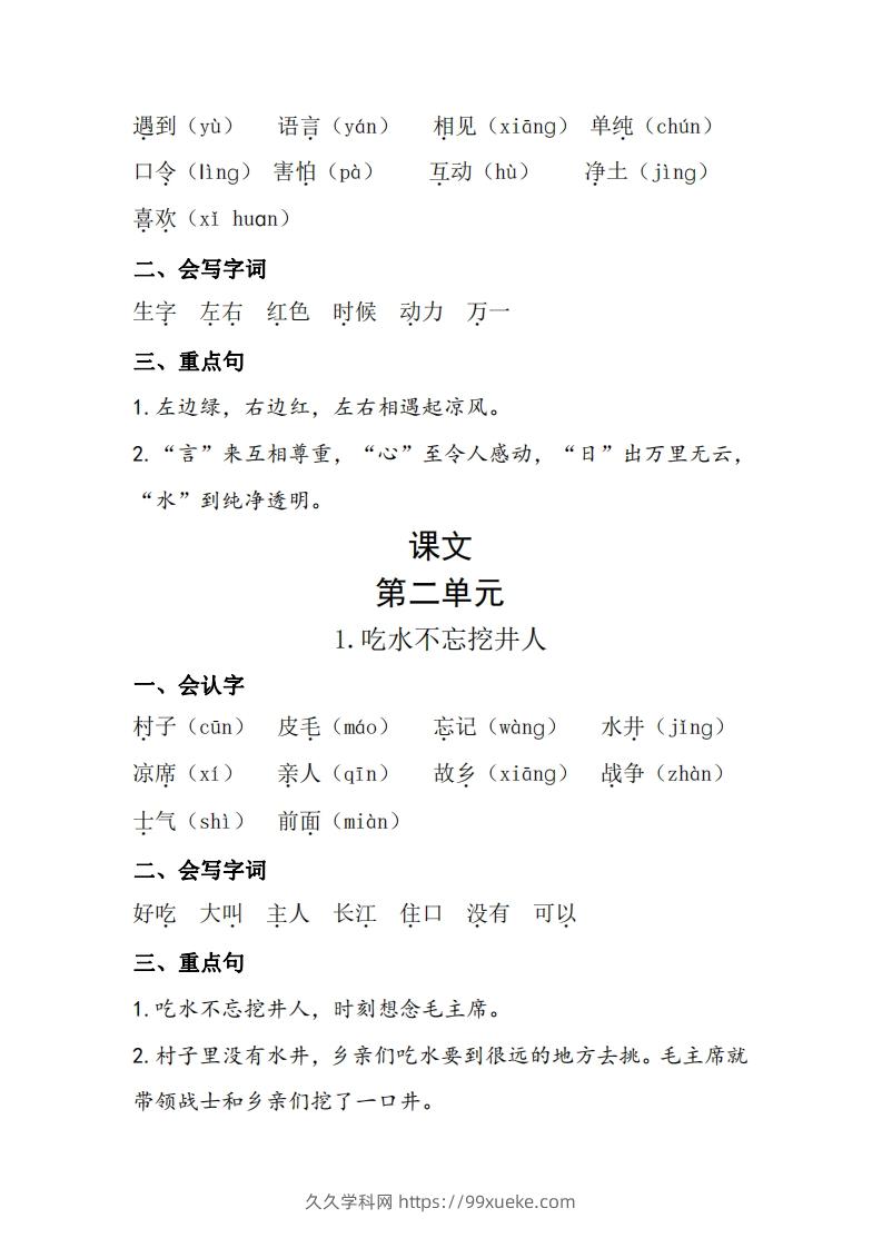 图片[3]-一下语每课+单元考点梳理汇总：常考+易错+积累19页-久久学科网