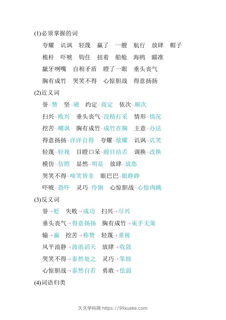 图片[2]-五年级语文下册05.第六单元知识小结（部编版）-久久学科网