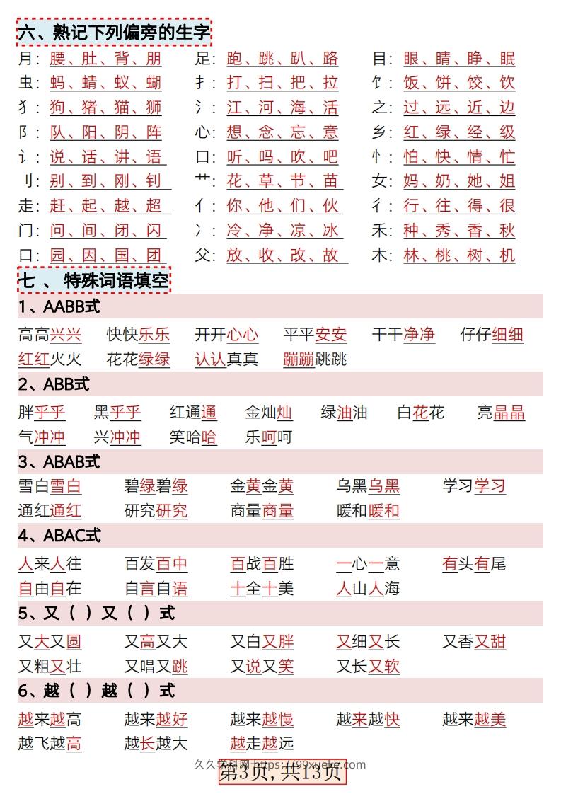 图片[3]-★3.9新版一年级语文下册全册重点知识总结-久久学科网