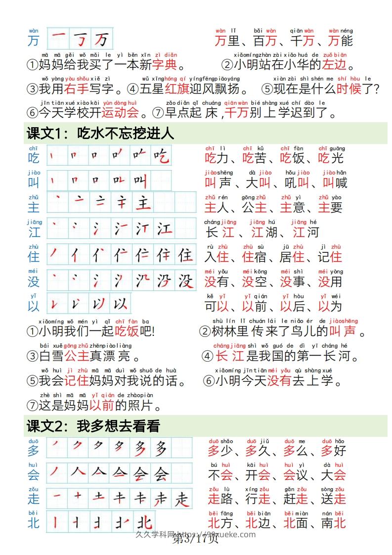 图片[3]-1.19一年级语文下册写字表笔画笔顺组词造句-久久学科网