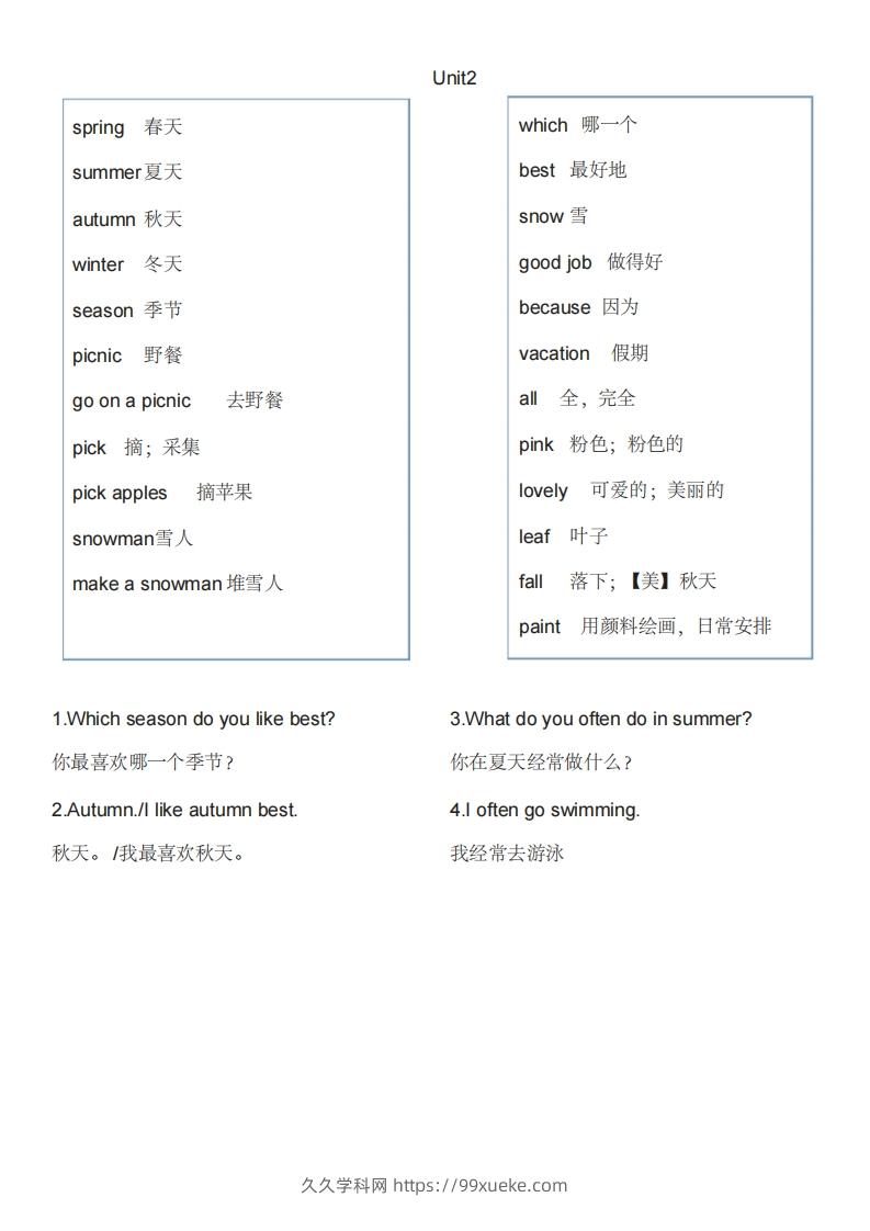 图片[2]-五年级英语下册单词表1（人教PEP版）-久久学科网