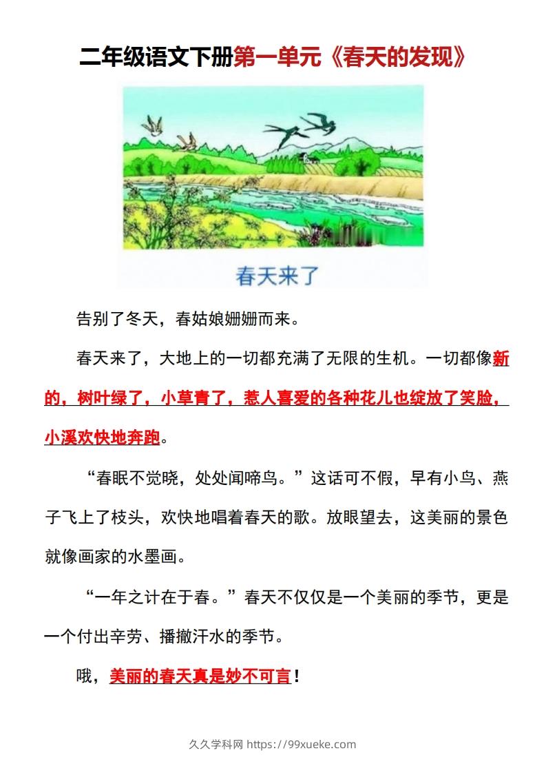 图片[2]-二年级语文下册1-8单元看图写话范文梳理-久久学科网