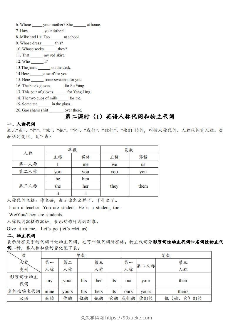 图片[2]-最新外研版初一英语语法知识点总结复习(最新超详细版)-久久学科网