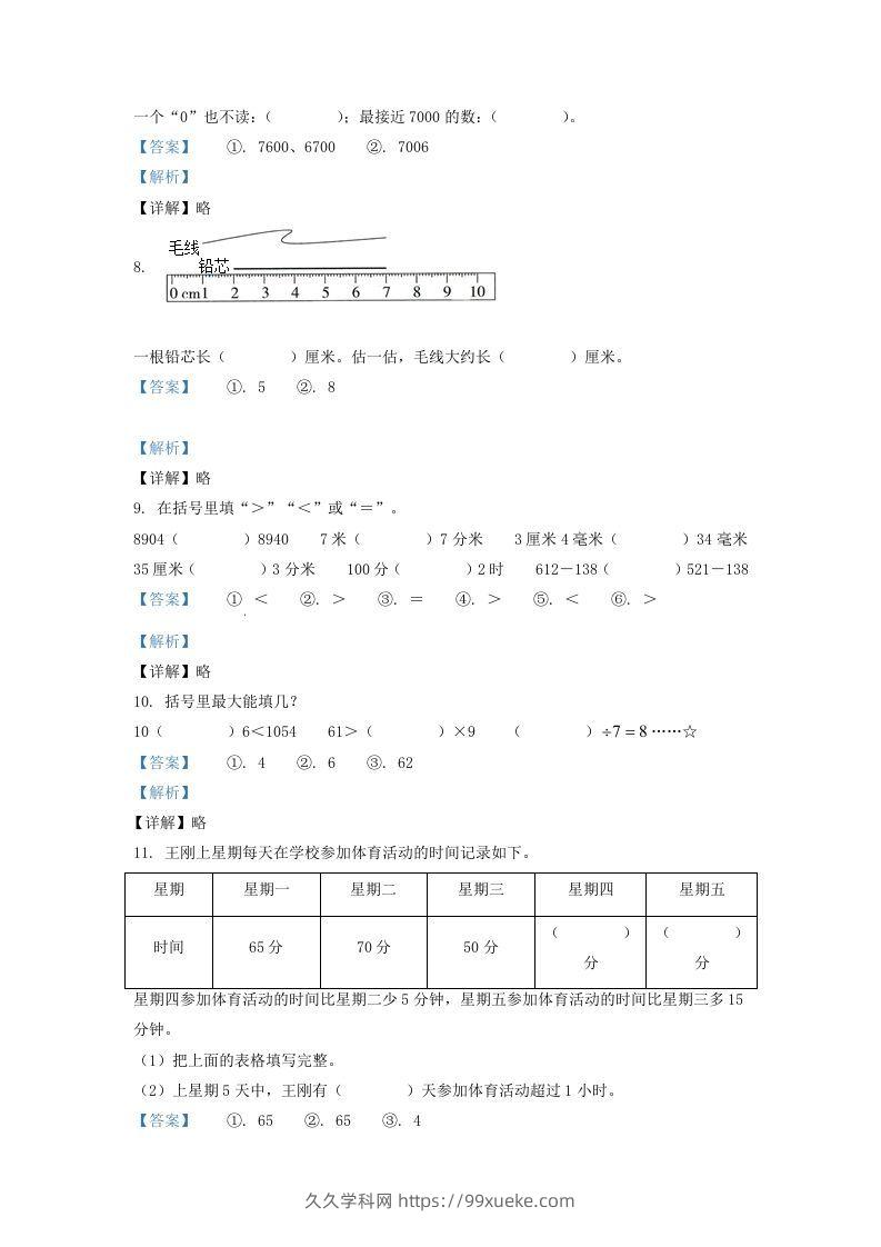 图片[3]-2020-2021学年江苏省徐州邳州市二年级下册数学期末试题及答案(Word版)-久久学科网