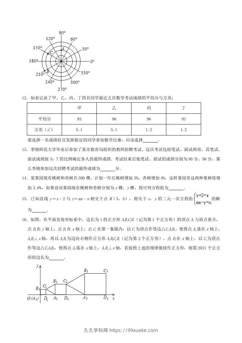 图片[3]-2020-2021学年辽宁省锦州市八年级上学期期末数学试题及答案(Word版)-久久学科网