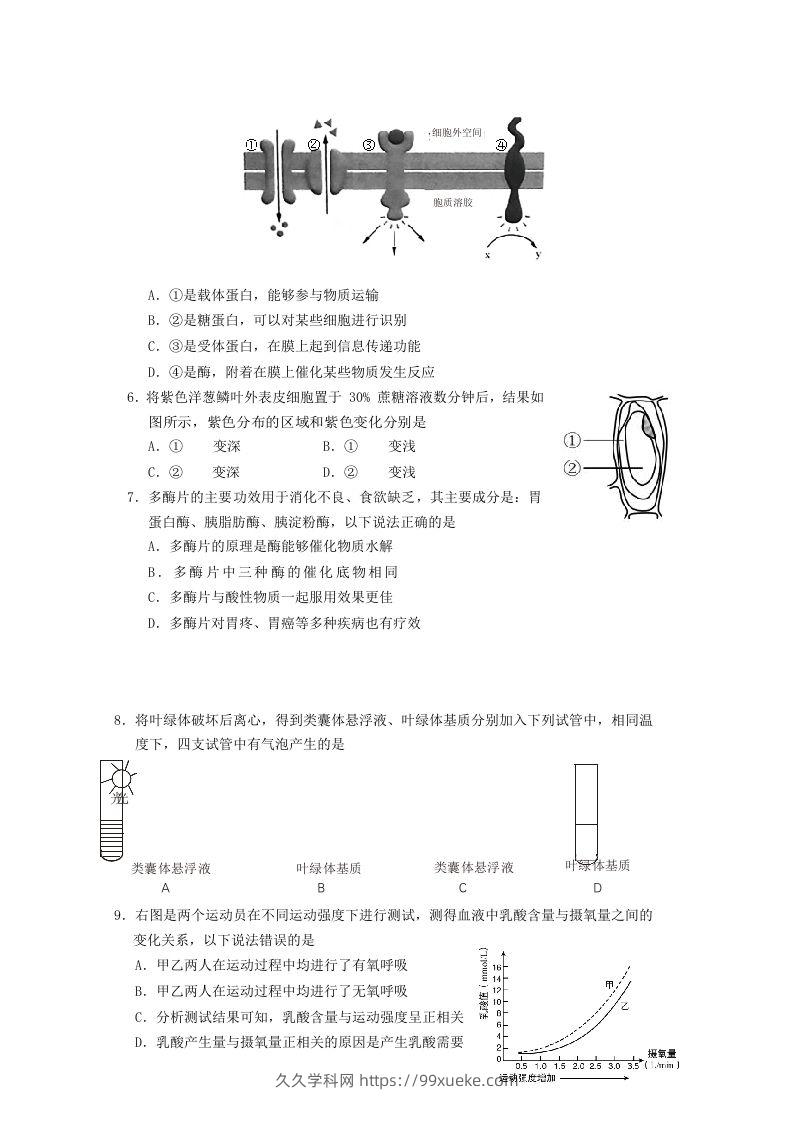 图片[2]-2019-2020年北京市房山区高二生物下学期期末试题及答案(Word版)-久久学科网