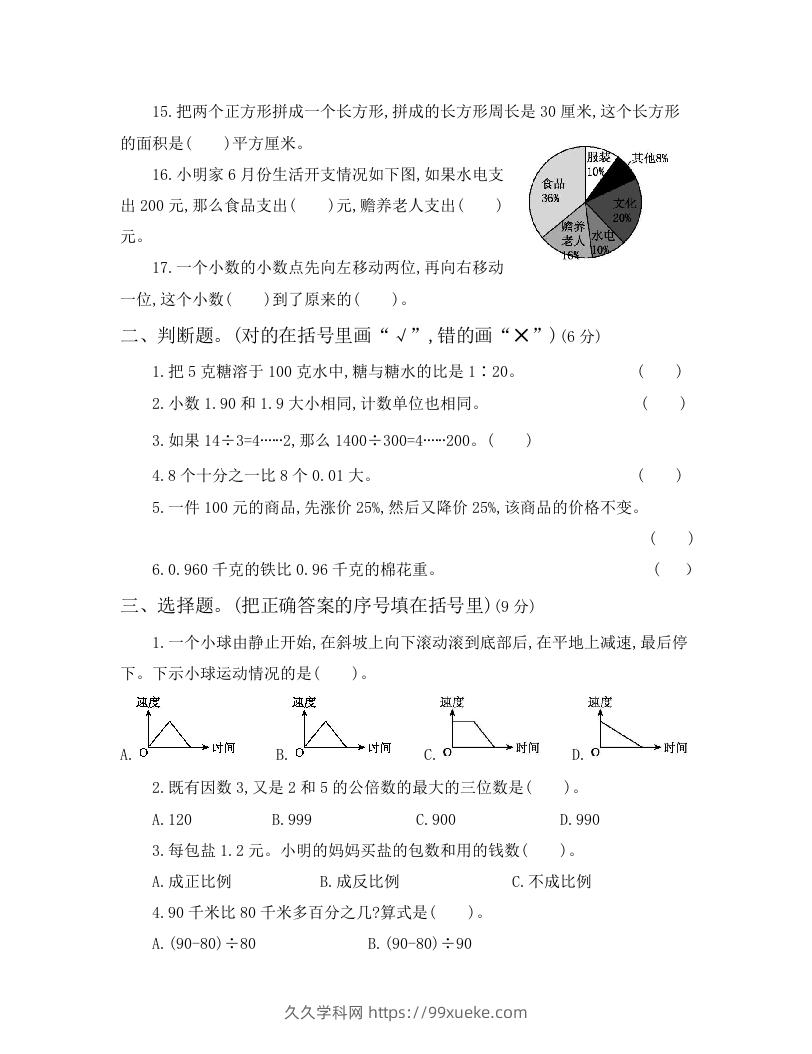 图片[2]-六年级小升初模拟卷（一）-久久学科网