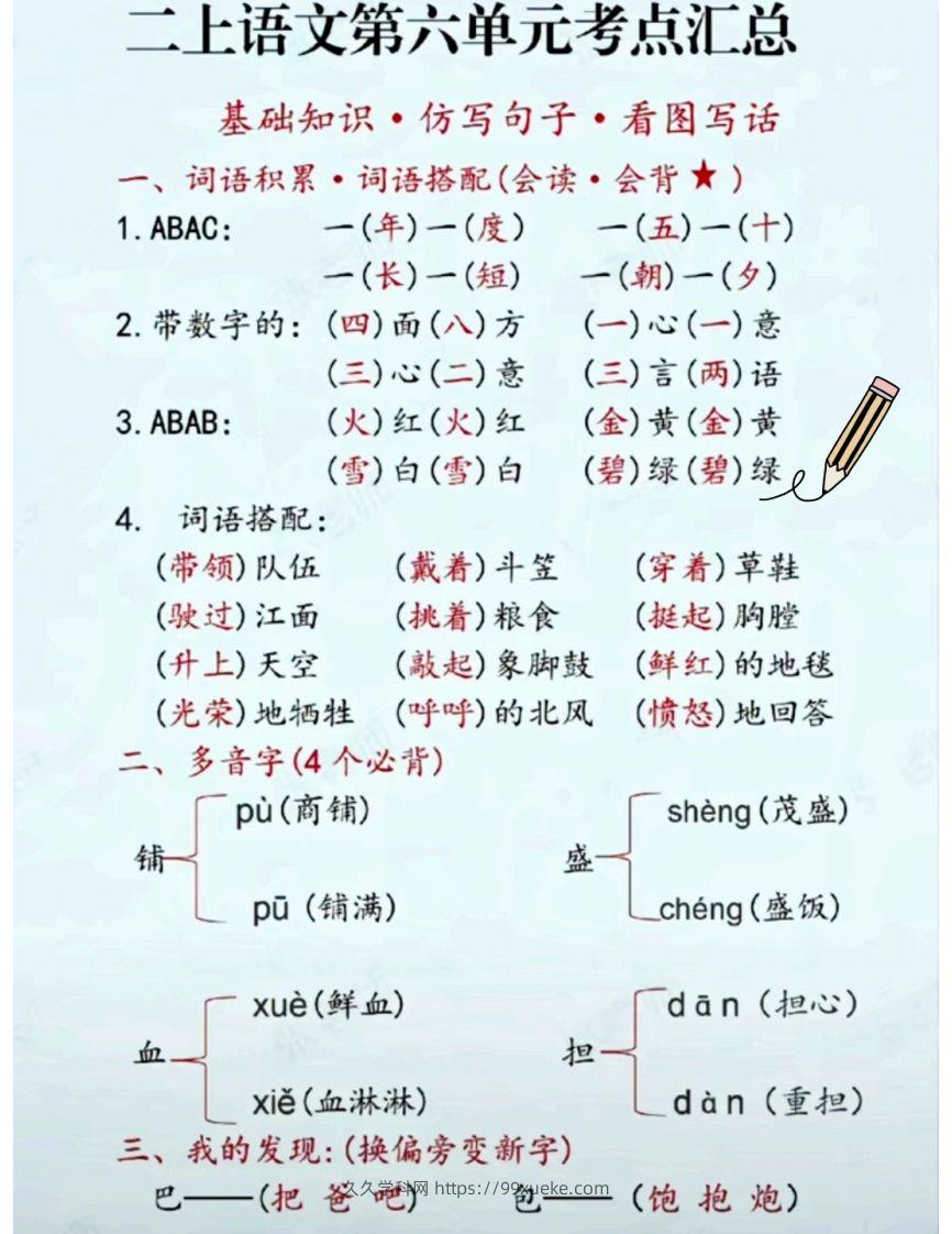 二上语文第六单元考点汇总-久久学科网