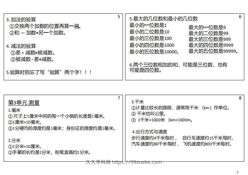 图片[2]-【人教三年级】数学上册必背笔记-久久学科网