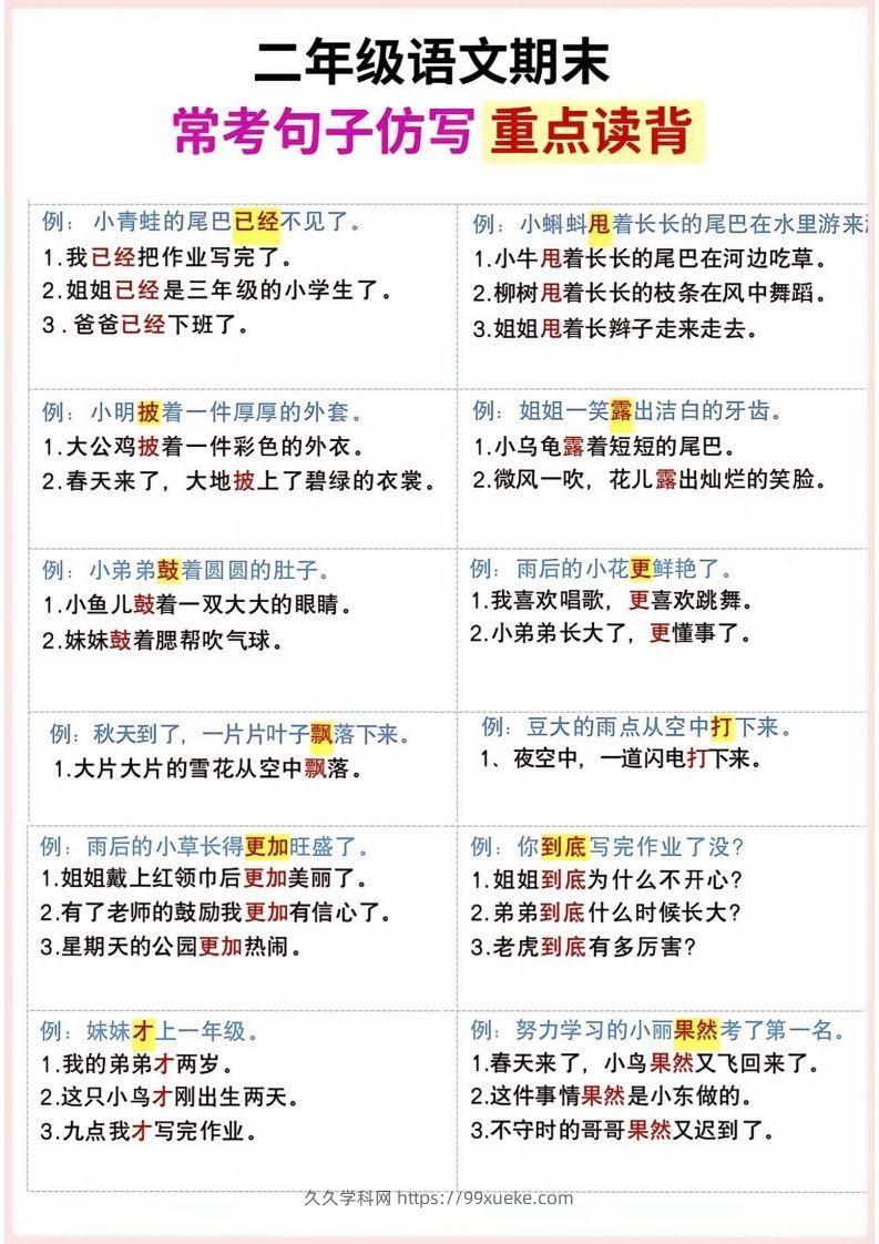 图片[2]-二年级上册语文期末句子仿写-久久学科网