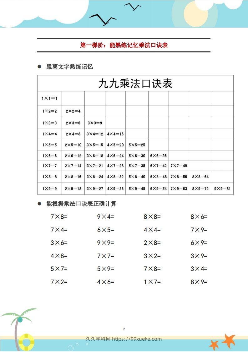 图片[3]-二上数学乘法口诀表识记攻略-久久学科网