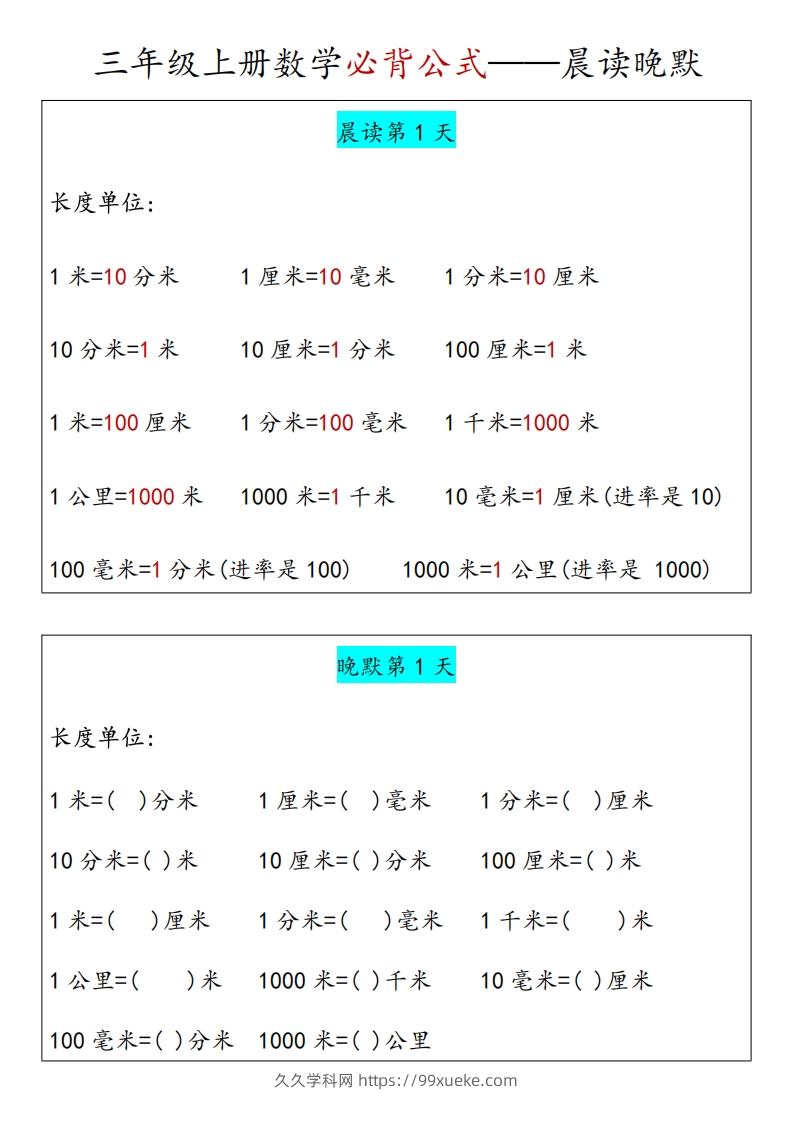 【三上】数学必背汇总-久久学科网