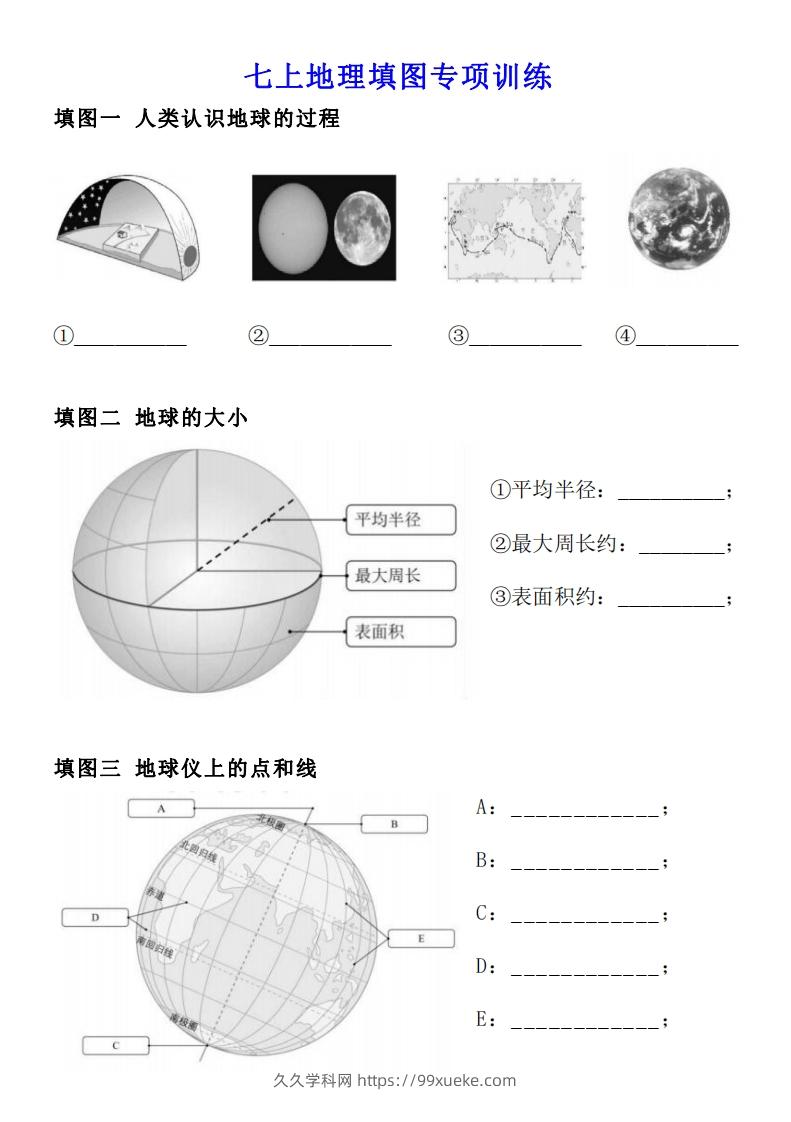 人教版七年级上册地理填图专项训练-久久学科网