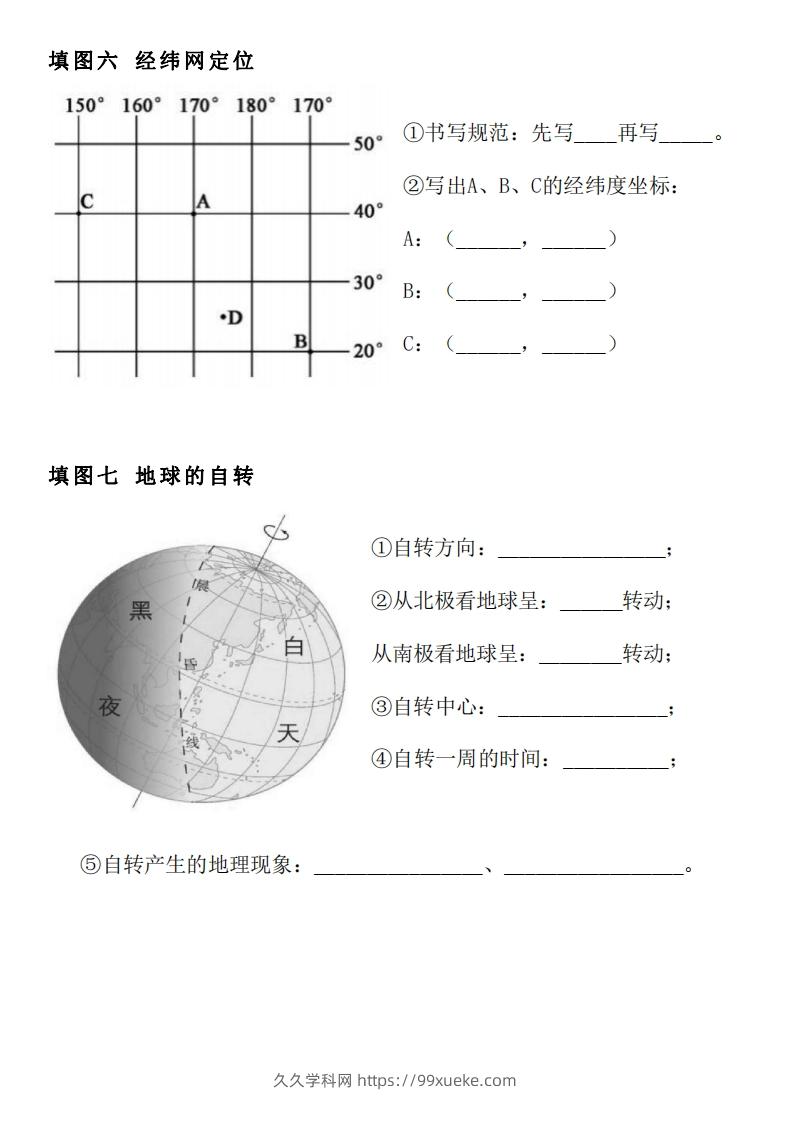 图片[3]-人教版七年级上册地理填图专项训练-久久学科网