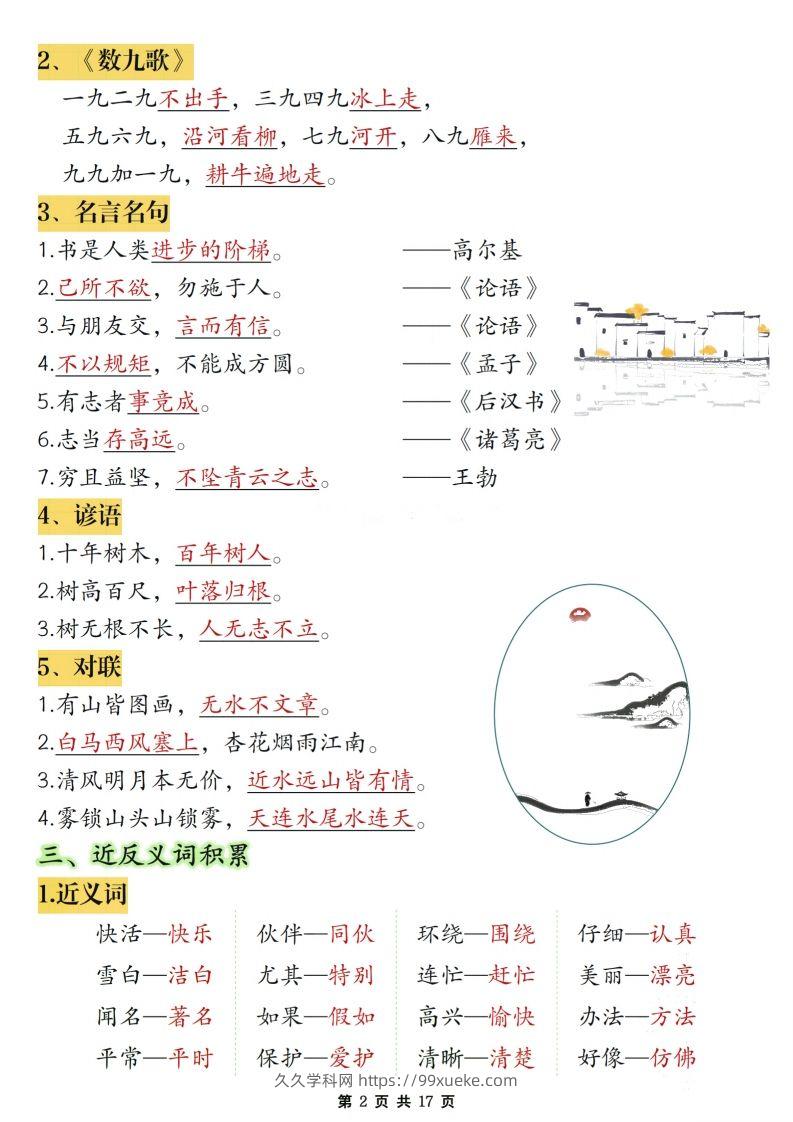 图片[2]-二年级上册语文期末复习必考知识点汇总-久久学科网