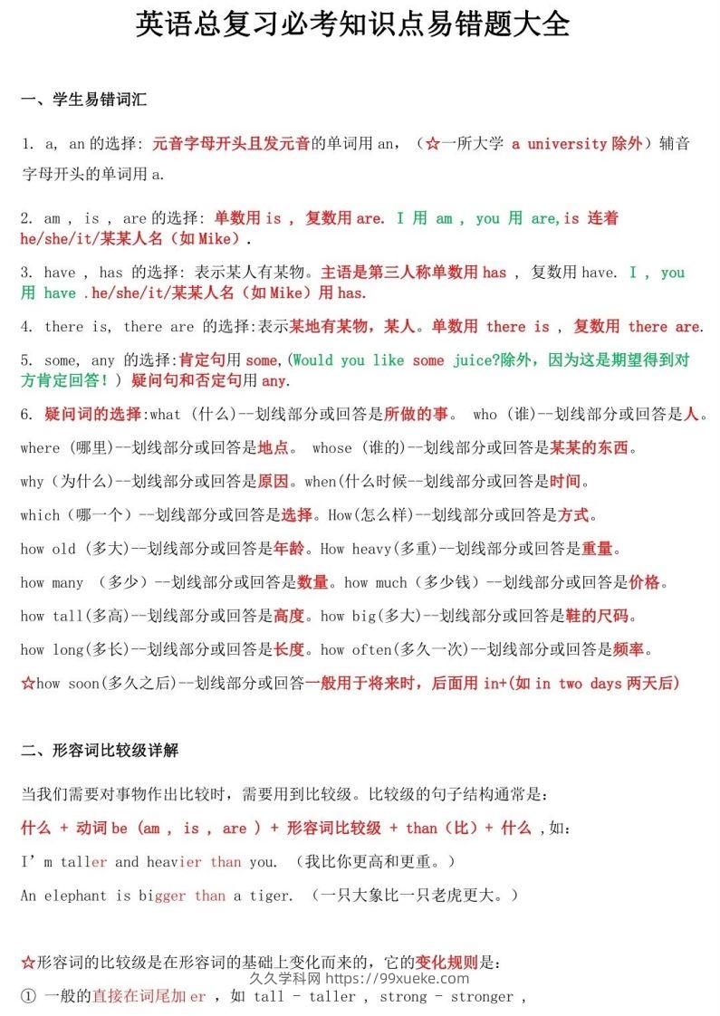 小升初英语必考知识点-久久学科网
