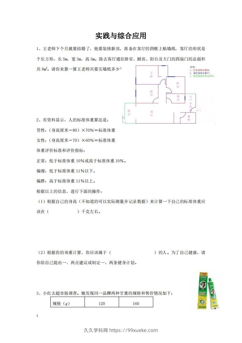 实践与综合应用含答案2页（六）下数学总复习专题.通用版-久久学科网