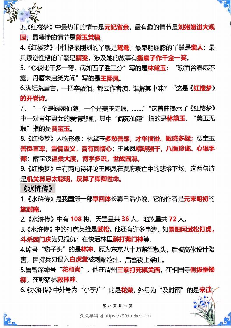 图片[2]-【四大名著】五年级下册语文四大名著常考知识点-久久学科网