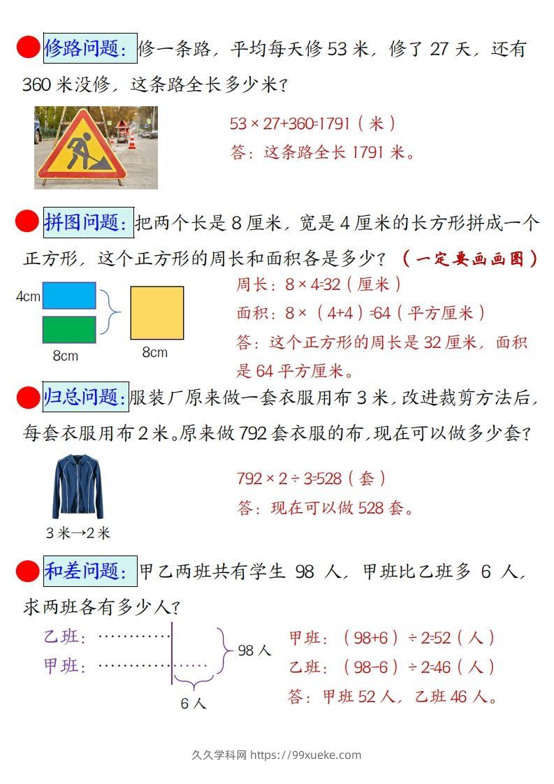 图片[2]-三年级下册数学易错思维应用题专项(答案)-久久学科网