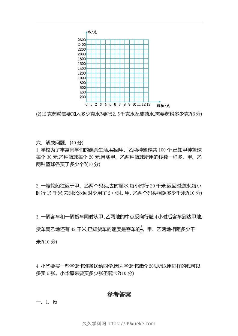 图片[2]-六下苏教版数学第六单元测试卷-2-久久学科网