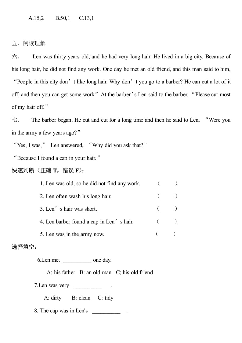 图片[3]-六年级英语上册期中测试模拟卷2（人教版一起点）-久久学科网