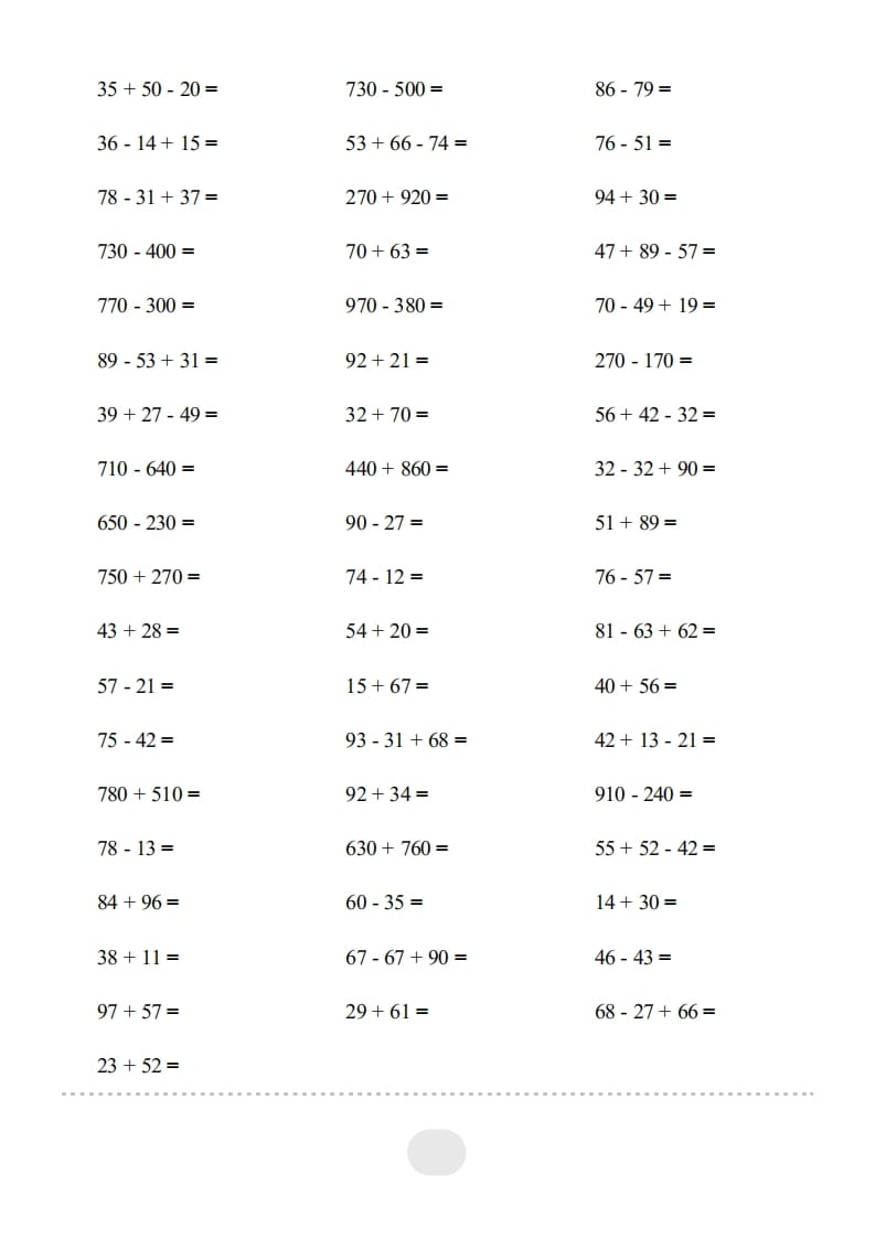 图片[2]-三年级数学上册▲口算题（万以内的加减法(一)）连打2500题（人教版）-久久学科网