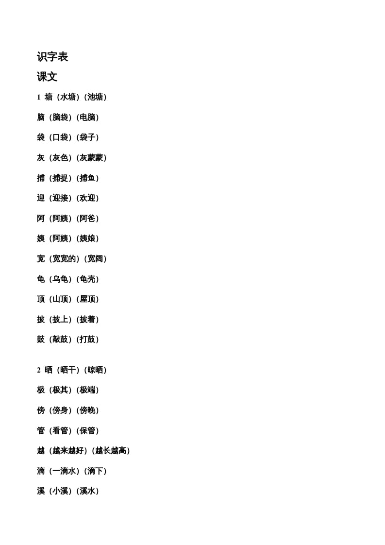 二年级语文上册生字表组词（部编）-久久学科网