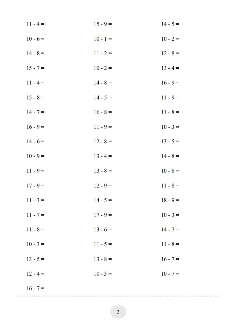 图片[2]-一年级数学上册（20以内的退位减法）1500题（人教版）-久久学科网