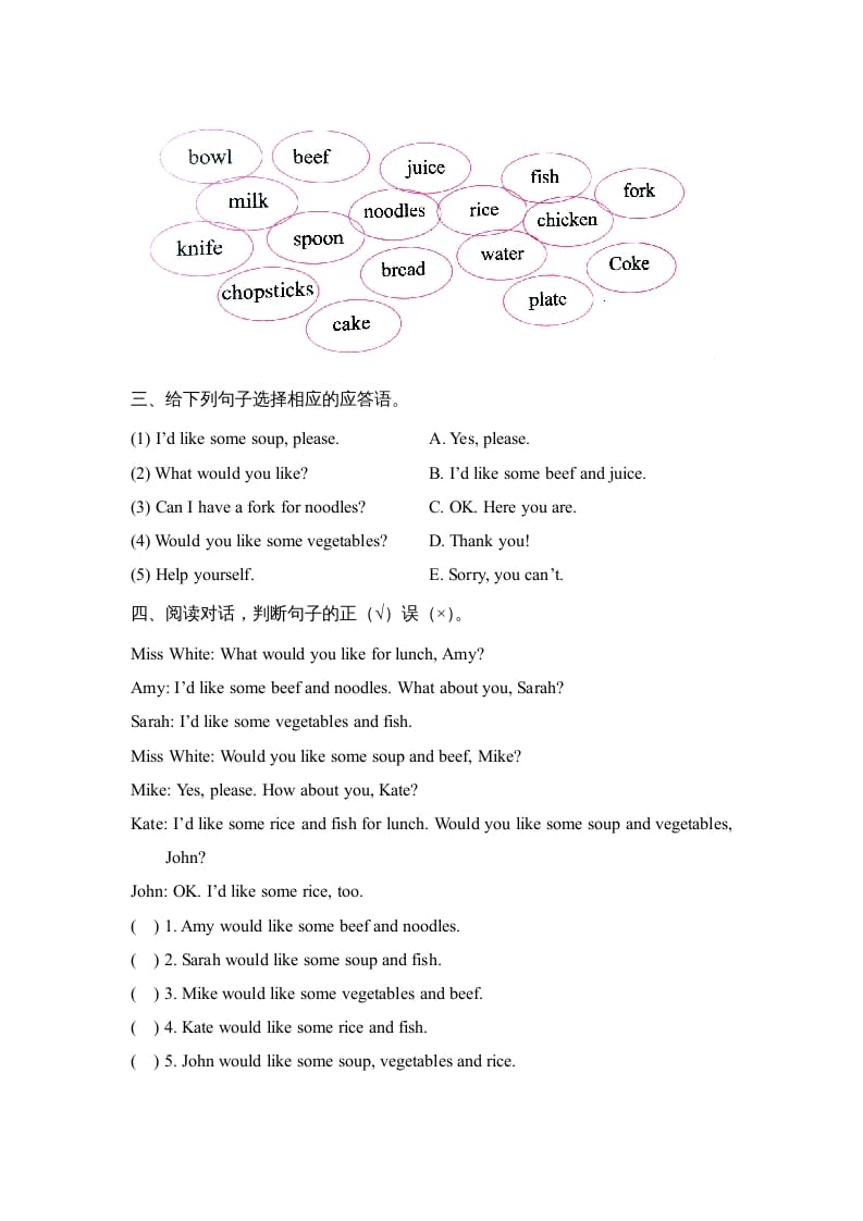 图片[2]-三年级英语上册Unit5_B_Let’s_learn同步习题(4)（人教版一起点）-久久学科网
