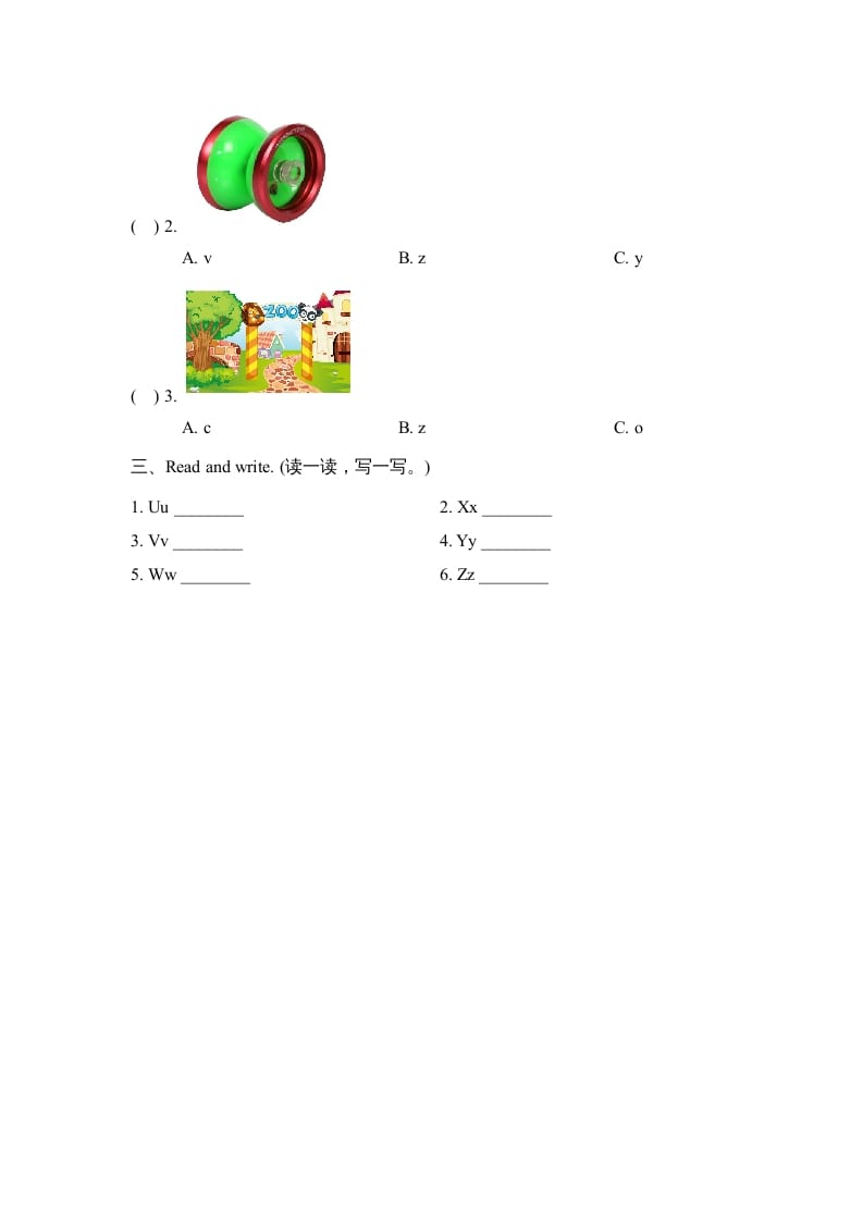 图片[2]-三年级英语上册Unit6_A_Let’s_learn同步习题(4)（人教版一起点）-久久学科网