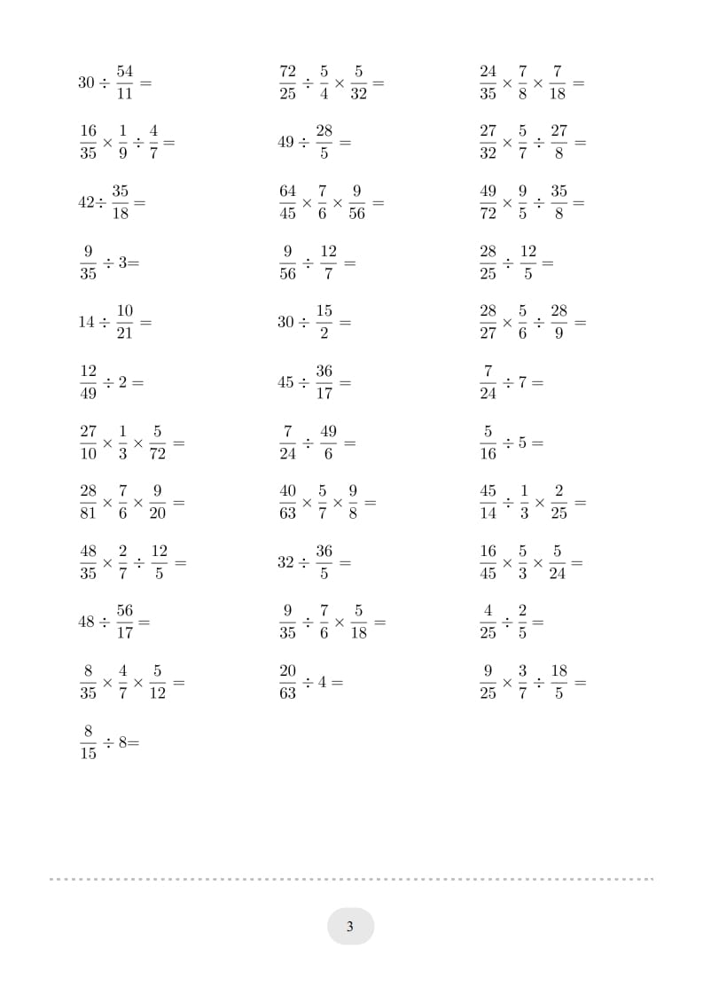 图片[3]-六年级数学上册▲口算题（分数除法）连打版（人教版）-久久学科网