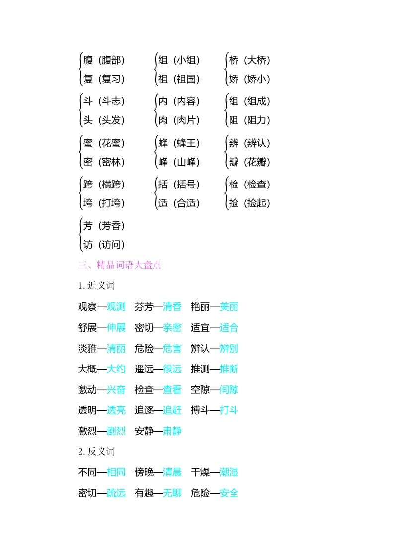 图片[2]-三年级语文下册知识小结-第四单元-久久学科网