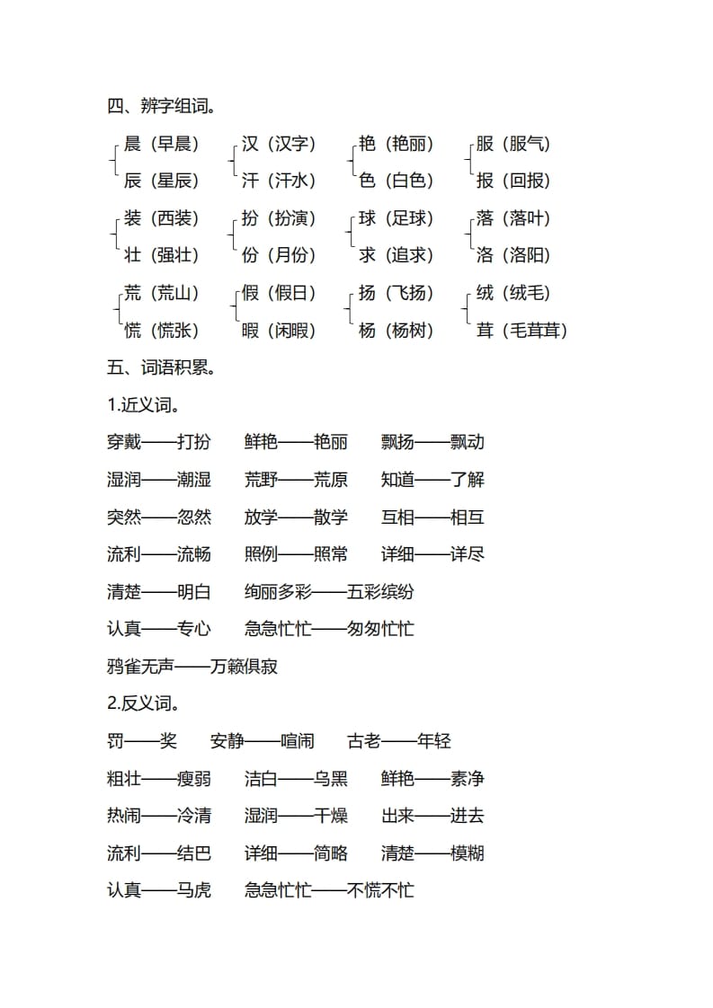 图片[3]-三年级语文上册第一单元知识要点归纳（部编版）-久久学科网