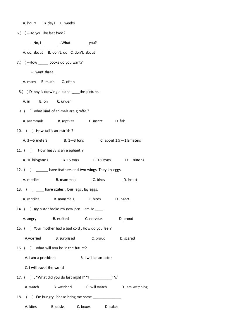 图片[2]-六年级英语上册期末试卷3（人教版一起点）-久久学科网