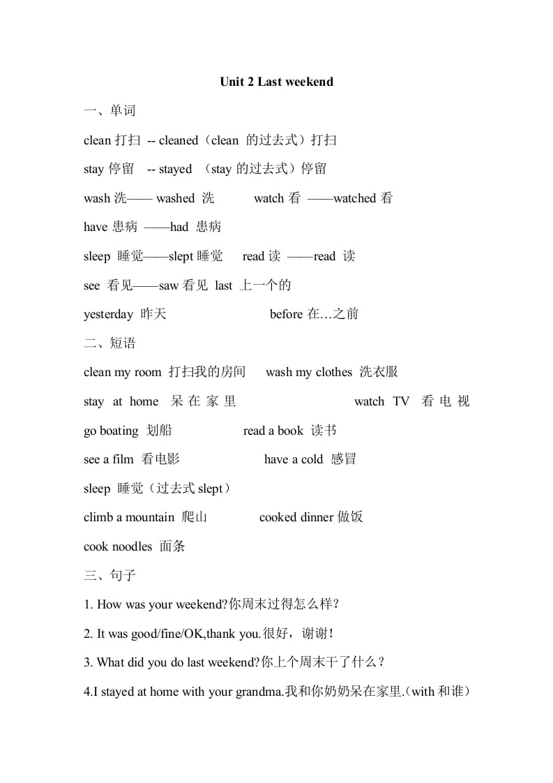 六年级英语下册Unit2单元知识梳理（2）-久久学科网