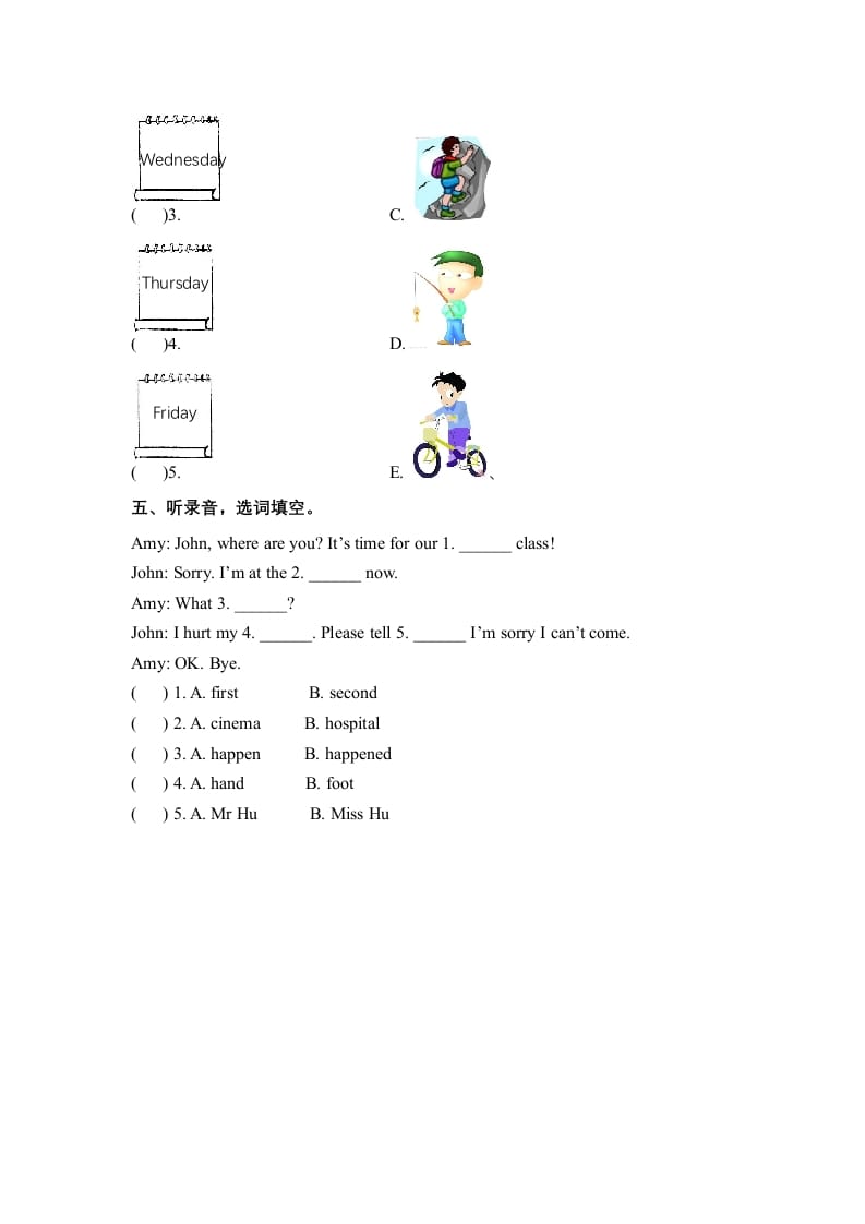 图片[2]-六年级英语下册Unit3WheredidyougoPartA同步听力训练人教PEP版-久久学科网