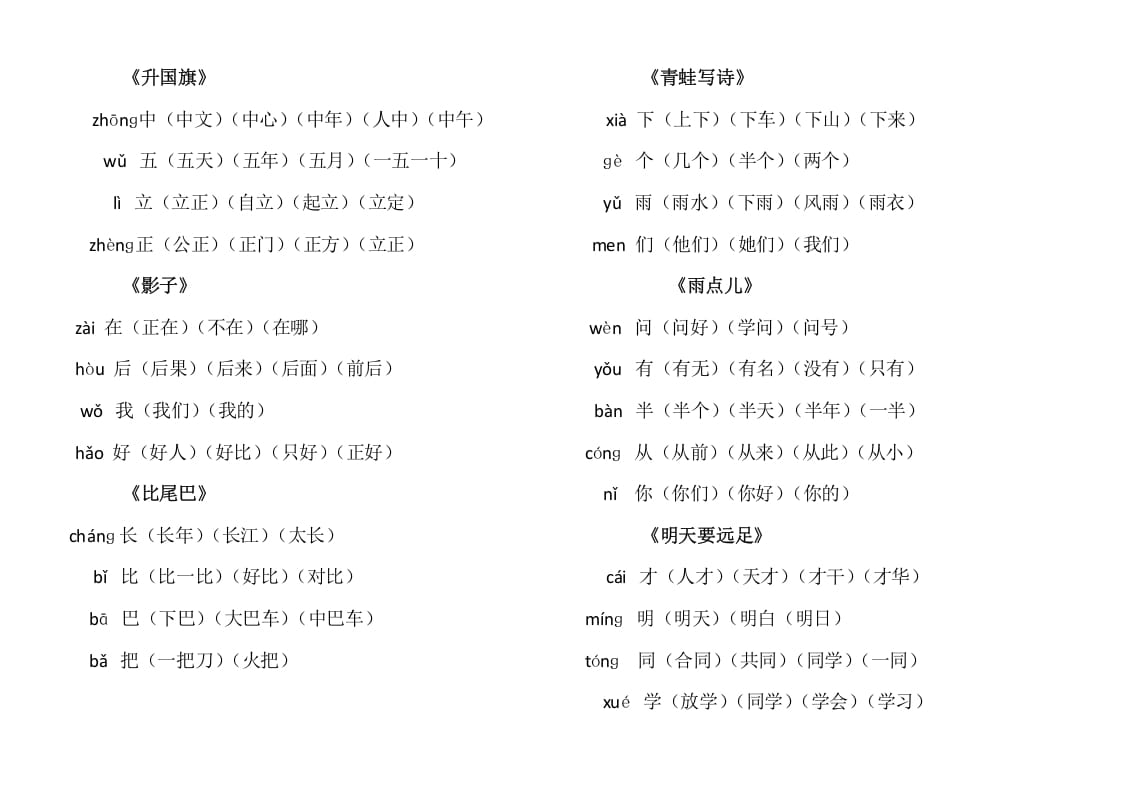 图片[3]-一年级语文上册上写字表生字组词（部编版）-久久学科网