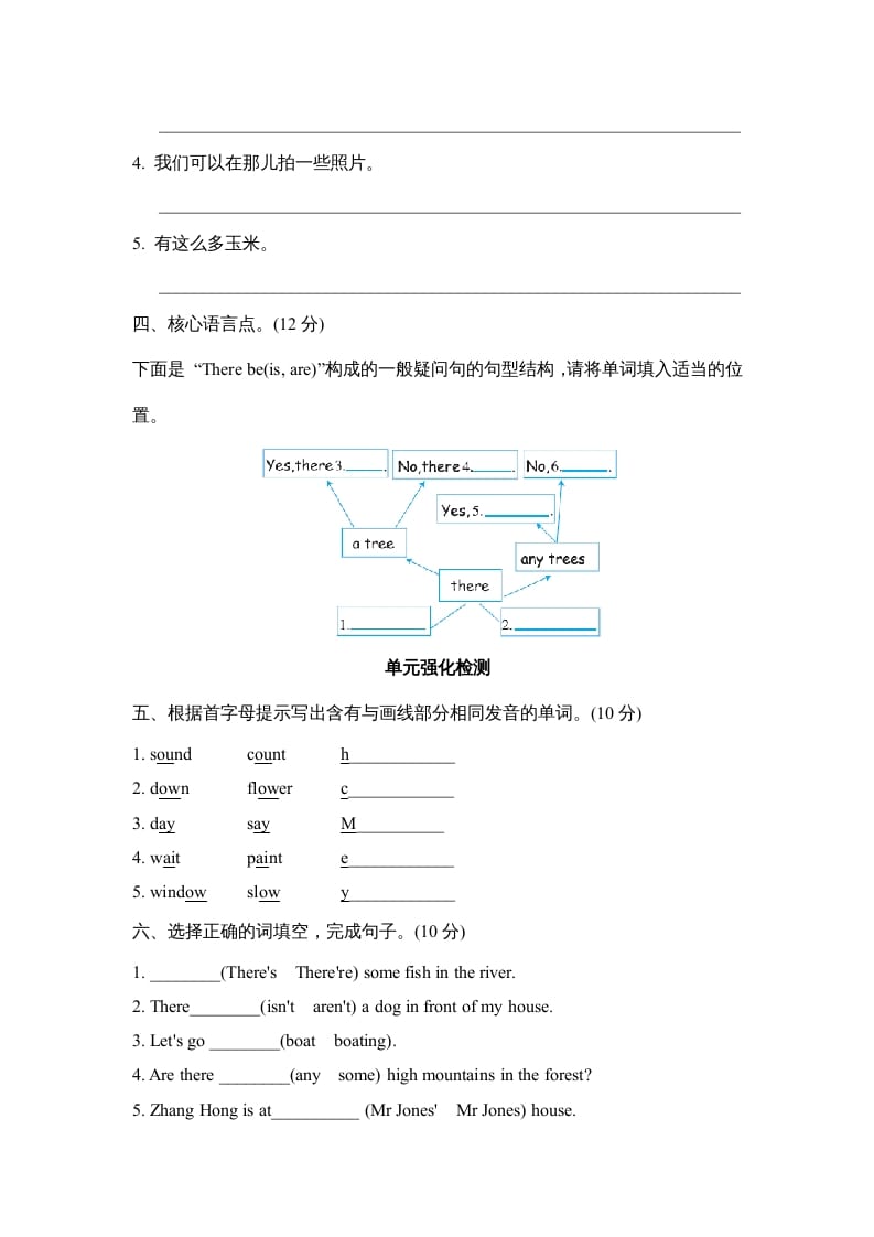 图片[2]-五年级英语上册Unit6单元知识梳理卷本（人教版PEP）-久久学科网