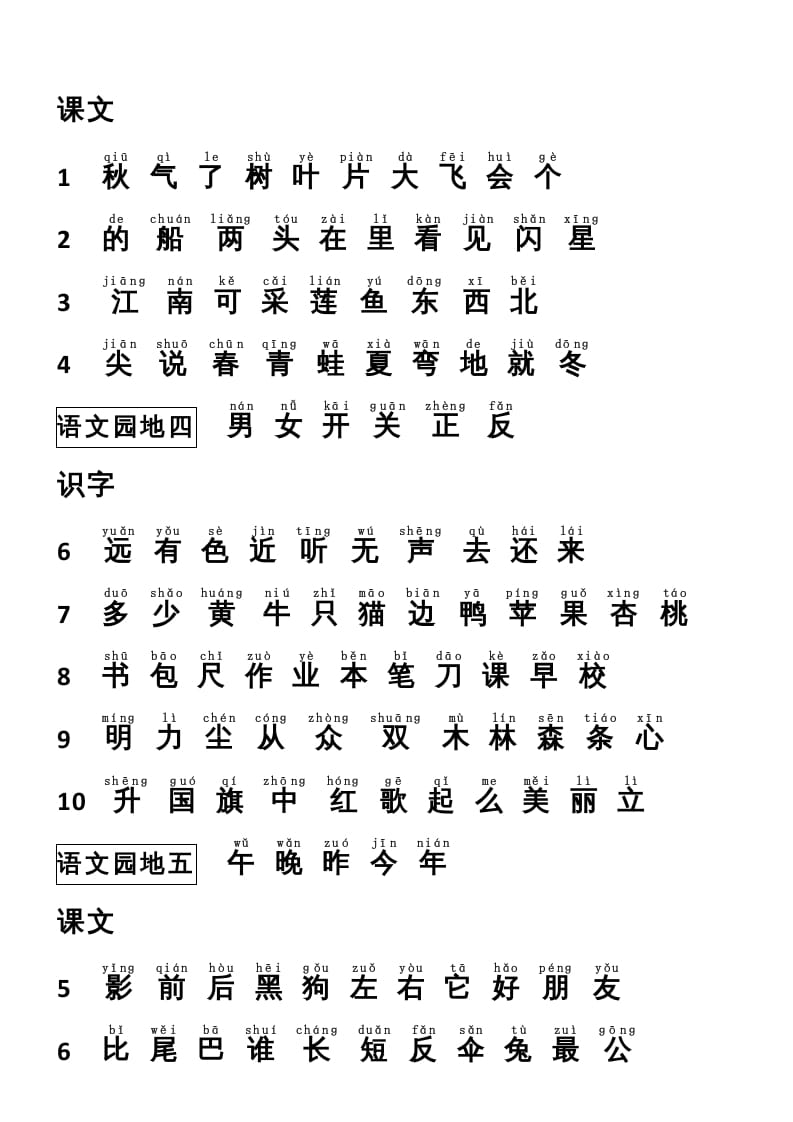图片[2]-一年级语文上册识字表（部编版）-久久学科网