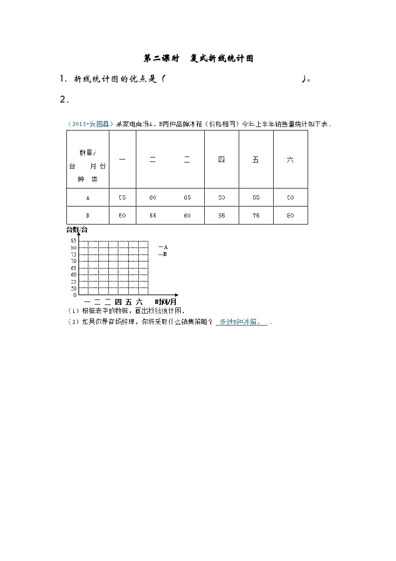 五年级数学下册8.2复式折线统计图-久久学科网