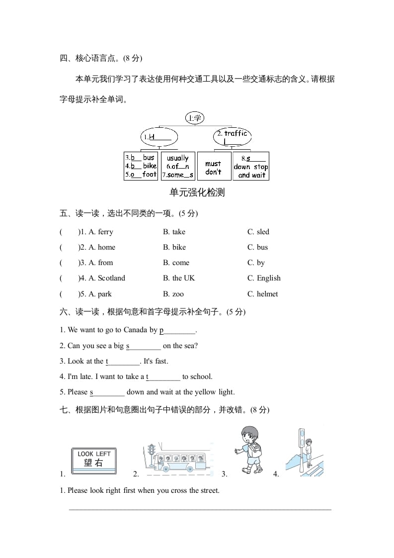 图片[2]-六年级英语上册Unit2单元知识梳理卷（人教版PEP）-久久学科网