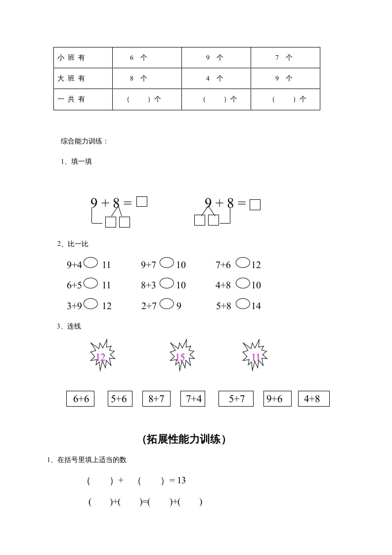 图片[2]-一年级数学上册第9单元检测卷（人教版）-久久学科网