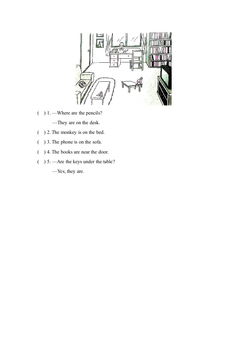 图片[3]-四年级英语上册Unit4_B_阶段训练（人教版一起点）-久久学科网