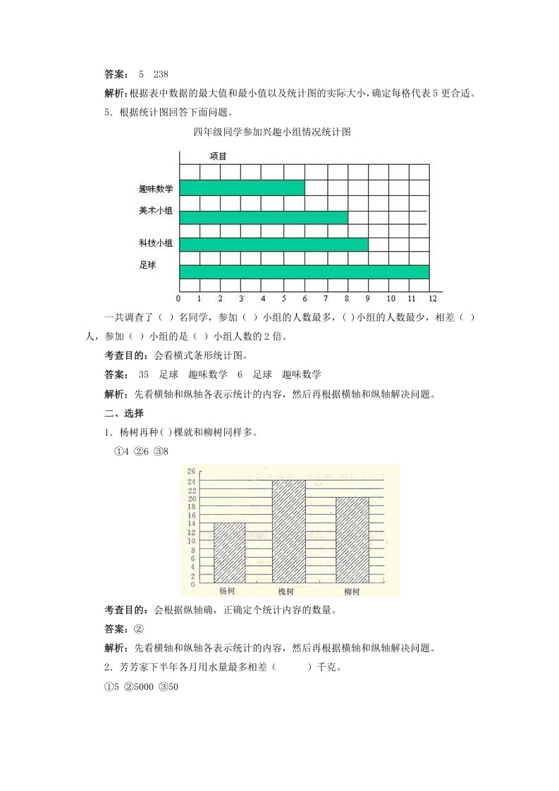 图片[3]-四年级数学上册同步测试及解析-条形统计图（人教版）-久久学科网