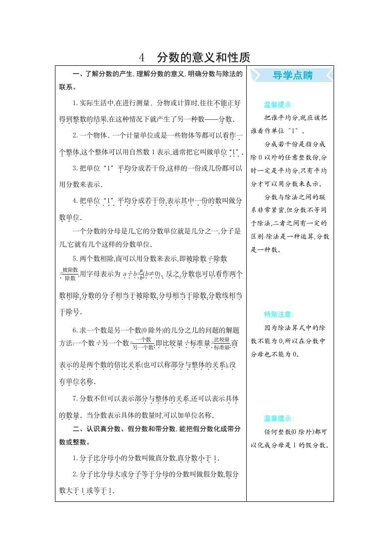 五年级数学下册4分数的意义和性质-久久学科网