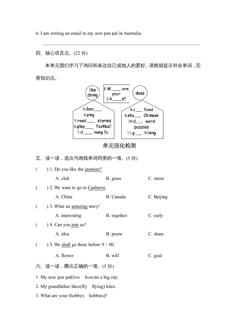 图片[2]-六年级英语上册Unit4单元知识梳理卷（人教版PEP）-久久学科网