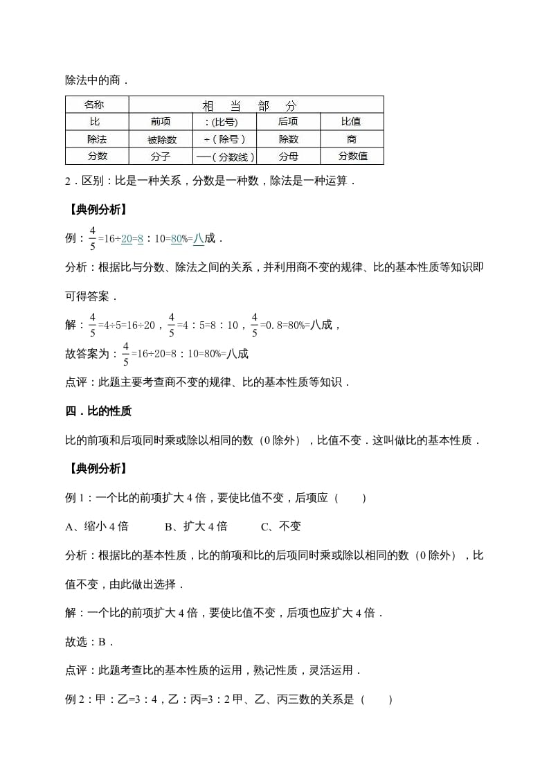 图片[3]-六年级数学上册6.比的认识（含详解）（北师大版）-久久学科网