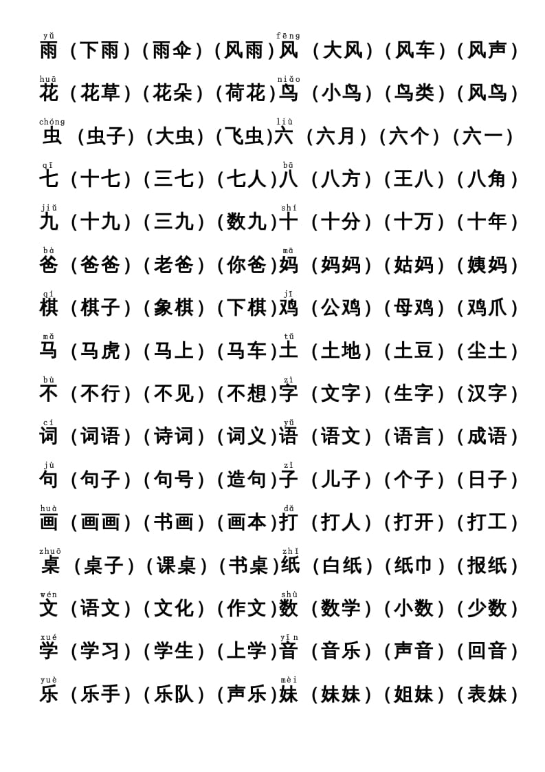 图片[2]-一年级语文上册上识字表生字组词(有答案）（部编版）-久久学科网